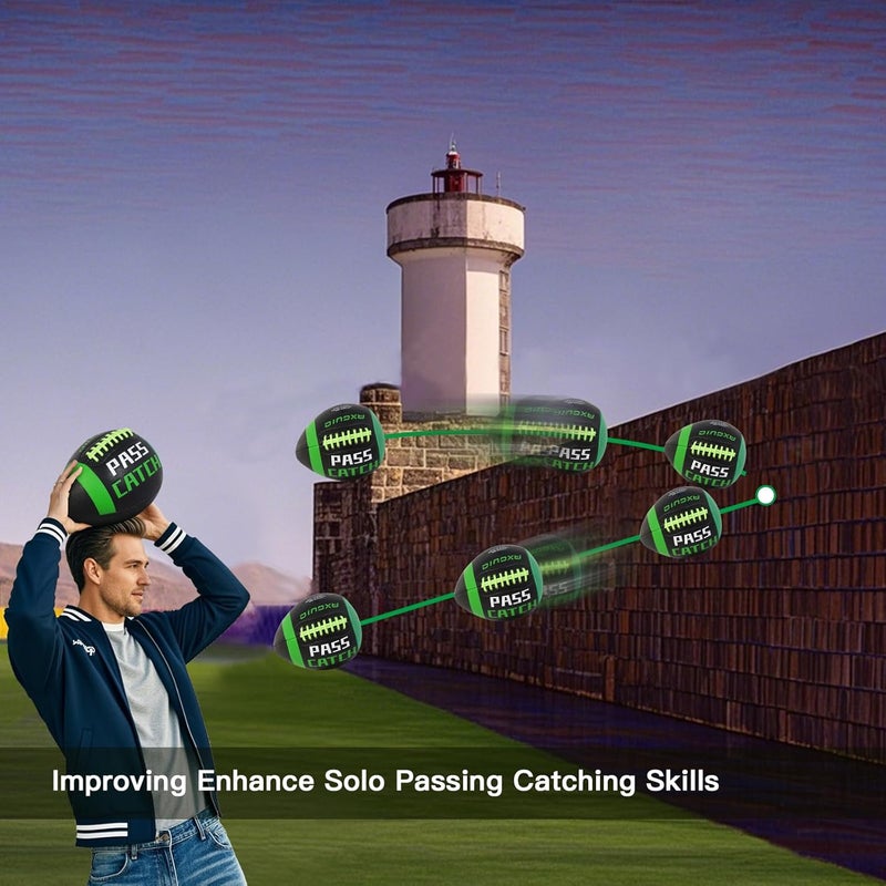 AXGUIQ PassCatch Training Football, Composite Fatherless Bounce Back Youth Football, Training Improving Enhance Solo Passing Catching Skills (Deflated) - Image 5